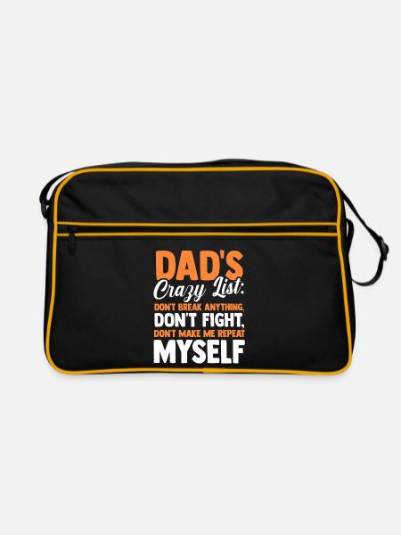 Dads Rules Dont Break Anything Father - Retro Tasche - Schwarz/Gold