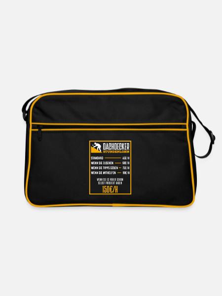 Dachdecker Spruch Lustig Handwerker Geschenk - Retro Tasche - Schwarz/Gold
