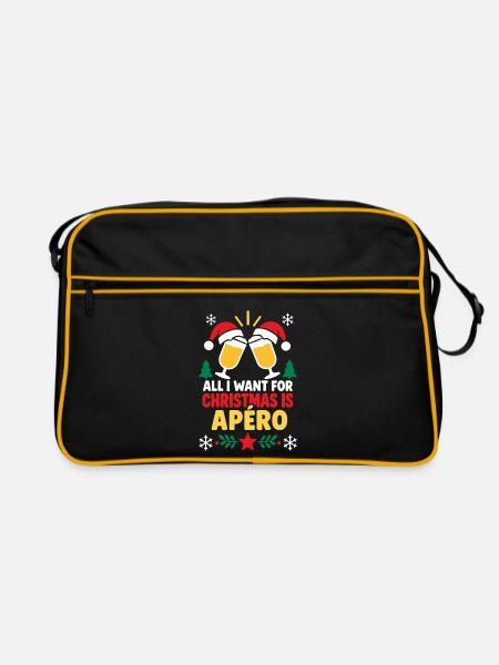 Weihnachts-Aperitif: festliche Trinksprüche - Retro Tasche - Schwarz/Gold