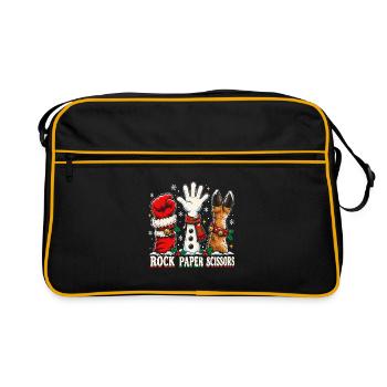 Festliches Stein Papier Schere Trio - Retro Tasche - Schwarz/Gold - Vorne