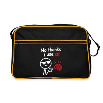 Nein danke, ich benutze KI - Retro Tasche - Schwarz/Gold - Vorne