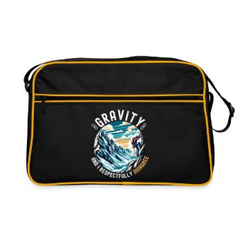 Gravity und ich widersprechen das Klettern respektvoll - Retro Tasche - Schwarz/Gold - Vorne
