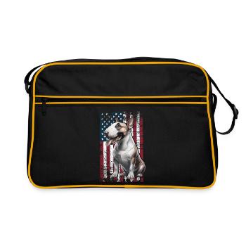 Bull Terrier US Bullterrier - Retro Tasche - Schwarz/Gold - Vorne
