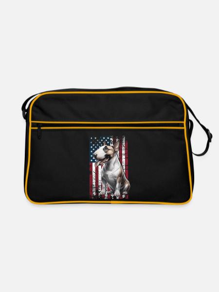 Bull Terrier US Bullterrier - Retro Tasche - Schwarz/Gold