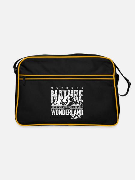 Draußen wandert nicht jede Natur verloren und wundert sich. - Retro Tasche - Schwarz/Gold