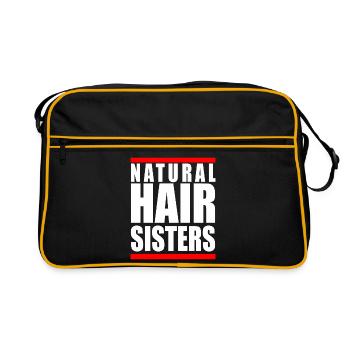 Natural Hair Sisters Afro Pride Beste Freundin Geschenk - Retro Tasche - Schwarz/Gold - Vorne