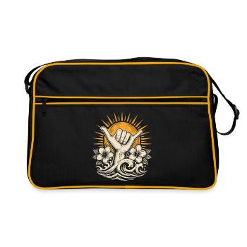 Shaka Aloha-Geist - Retro Tasche - Schwarz/Gold - Vorne