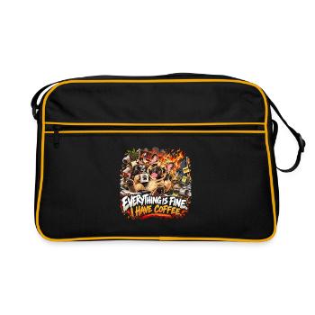  Everything Is Fine I Have Coffee Französische - Retro Tasche - Schwarz/Gold - Vorne