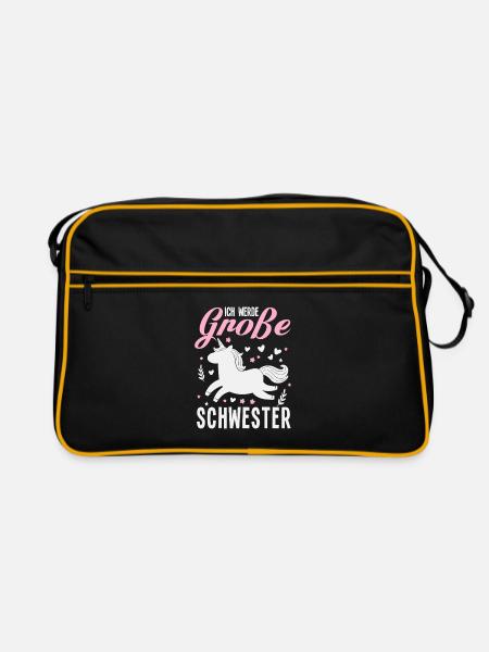Ich werde Große Schwester Schwangerschaft - Retro Tasche - Schwarz/Gold
