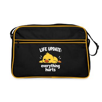 Tired Duck Life Update-Tee - Retro Tasche - Schwarz/Gold - Vorne