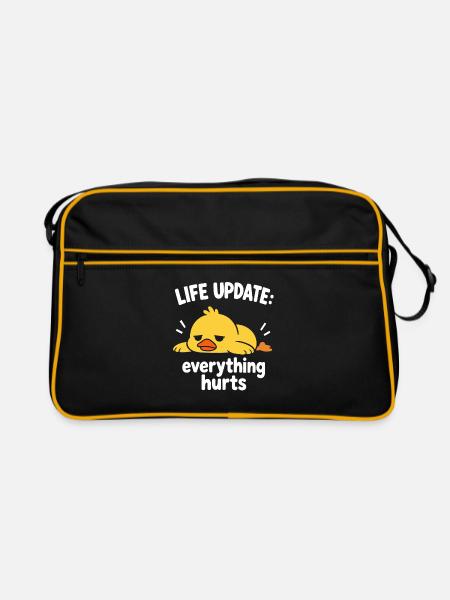 Tired Duck Life Update-Tee - Retro Tasche - Schwarz/Gold