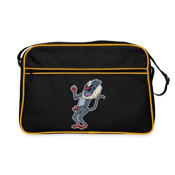 Paviane Affe Tier - Retro Tasche - Schwarz/Gold - Vorne