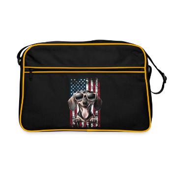 Dachshund US Dackel - Retro Tasche - Schwarz/Gold - Vorne