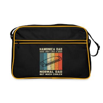 Mundharmonika Papa Wie Normaler Papa Aber Cooler - Retro Tasche - Schwarz/Gold - Vorne