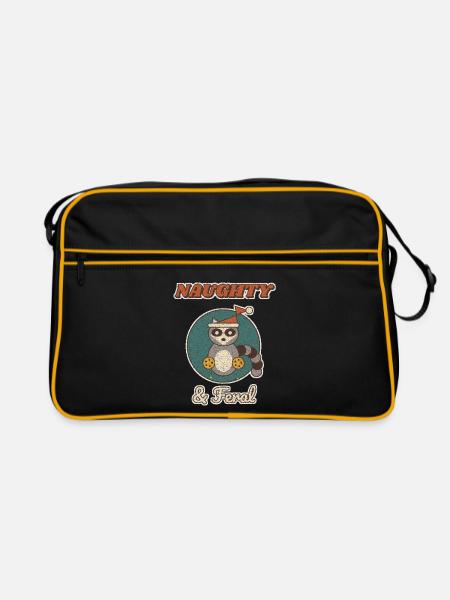 Unartiger und verwilderter Weihnachtswaschbär - Retro Tasche - Schwarz/Gold