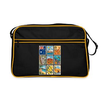 Australien Briefmarken - Retro Tasche - Schwarz/Gold - Vorne