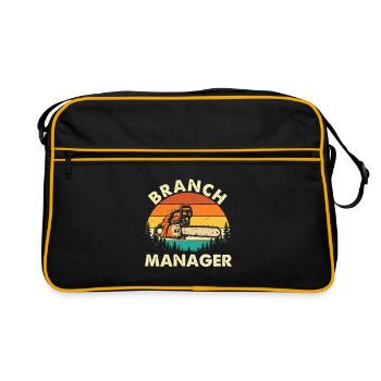 Filialleiter – Baumpfleger, Baumarzt, Kettensäge, - Retro Tasche - Schwarz/Gold - Vorne