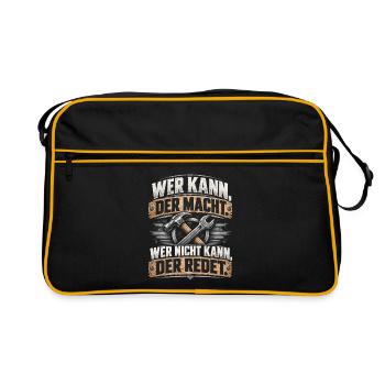 Wer Kann, Der Macht – Werkzeug Kraft - Retro Tasche - Schwarz/Gold - Vorne