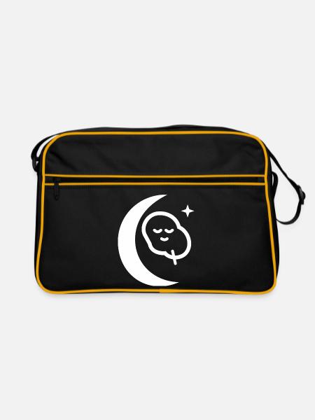 Mondbeschienener Schlafmond-Symbol - Retro Tasche - Schwarz/Gold