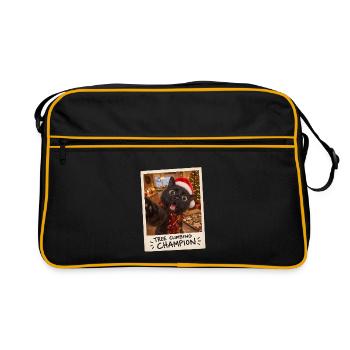 Tree Climbing Champion Schwarze Katze - Retro Tasche - Schwarz/Gold - Vorne