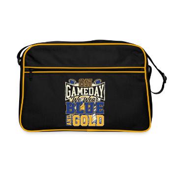 Am Spieltag tragen wir Blau und Gold – Football-Fan - Retro Tasche - Schwarz/Gold - Vorne