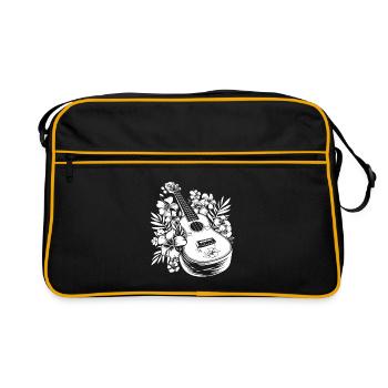 Cartoon Ukulele - Retro Tasche - Schwarz/Gold - Vorne