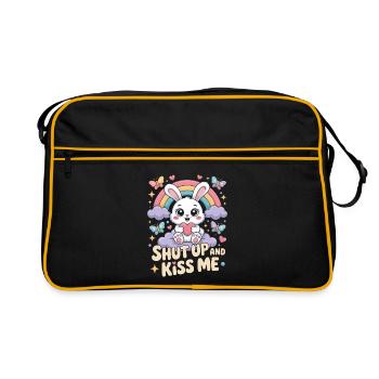 Shut Up And Kiss Me Küss Mich Einfach Valentinstag - Retro Tasche - Schwarz/Gold - Vorne