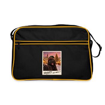 Naughty Was Worth It Schwarze Katze Selfie - Retro Tasche - Schwarz/Gold - Vorne