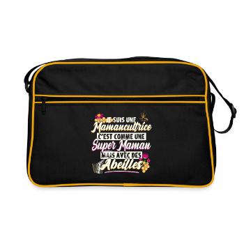 Super maman apicultrice cadeau fête des mères - Sac Retro - noir/or - Devant