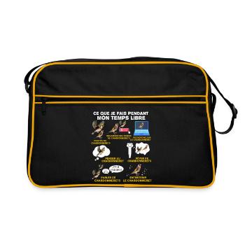 Oiseau, Chardonneret, idée cadeau passion animaux - Sac Retro - noir/or - Devant