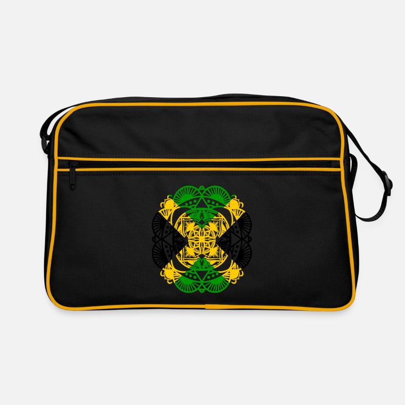 Jamaika Mandala - Retro Tasche - Schwarz/Gold