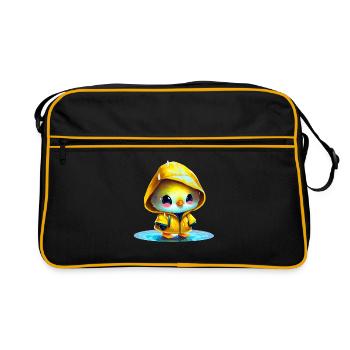 Imperméable portant poussin dans une flaque d’eau - Sac Retro - noir/or - Devant