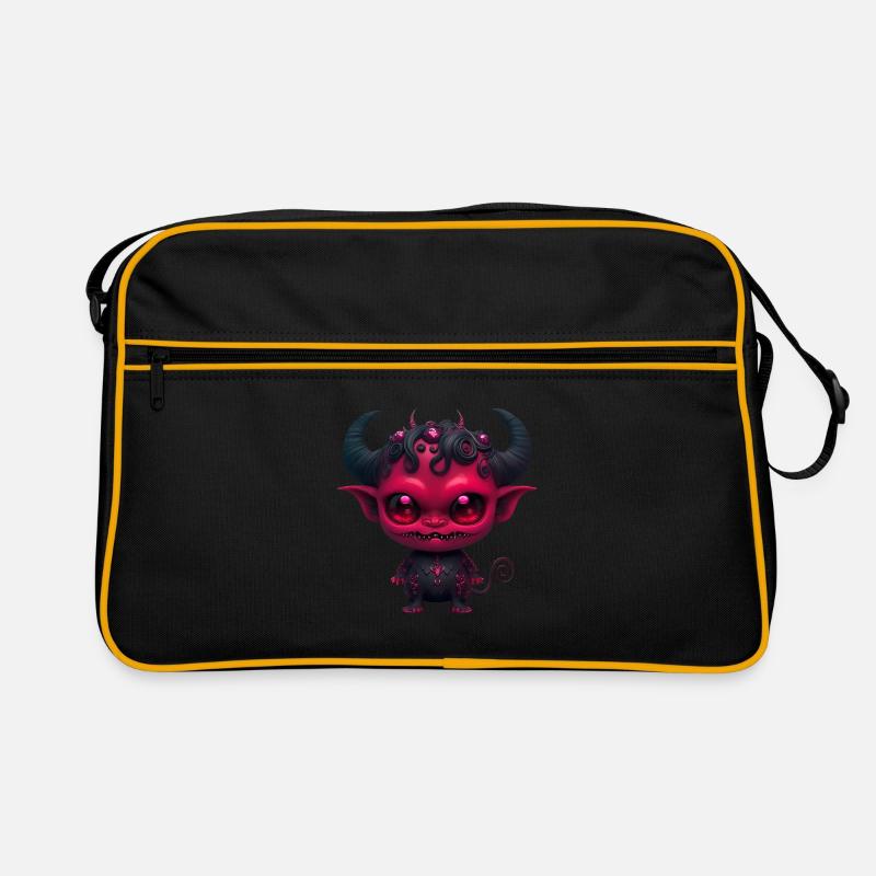Kleiner dämonischer Teufel - Retro Tasche - Schwarz/Gold