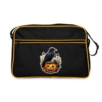 Crow with Pumpkin Halloween 3 - Retro Bag - black/gold - Front