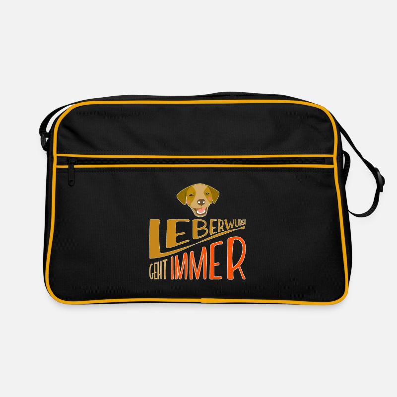 Leberwurst geht immer - Retro Tasche - Schwarz/Gold