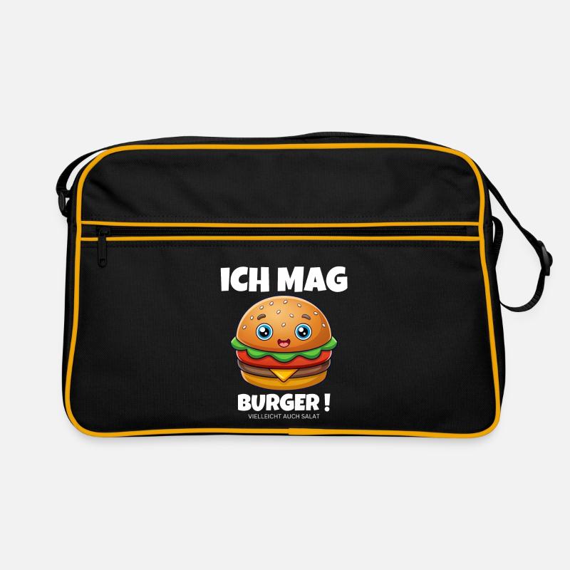 Ich mag Burger Hamburger Cheeseburger Retro Tasche