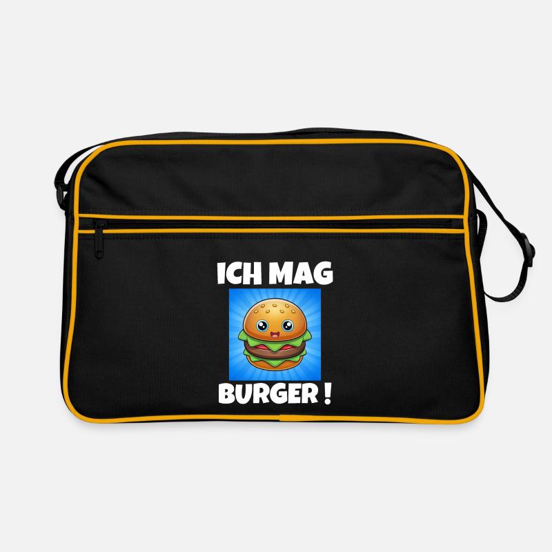 Ich mag Burger Hamburger Cheeseburger Retro Tasche