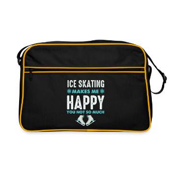 Skating Makes Me Happy- Figure Skating Gifts - Retro Bag - black/gold - Front