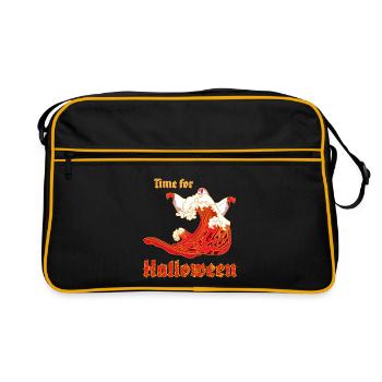 Halloween Gespenst (b) - Retro Tasche - Schwarz/Gold - Vorne