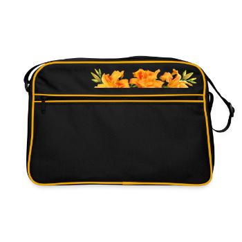 day lilies lilien blumen flowers garten garden1 - Retro Tasche - Schwarz/Gold - Vorne