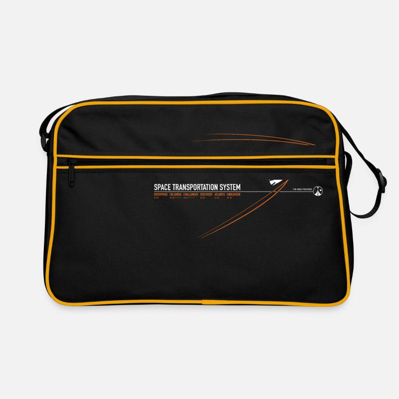 Space Shuttle (orangefarbener Druck) Retro Tasche
