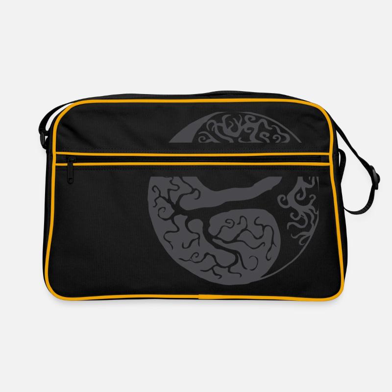 Yin Yang Baum des Lebens Geschenk - Retro Tasche - Schwarz/Gold