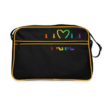 LGBT Pride Rainbow Heartbeat - Sac Retro - noir/or - Devant