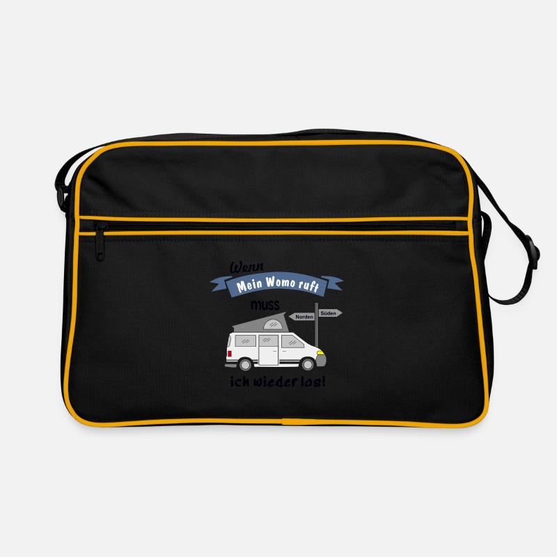 womo ruft campingbus - Retro Tasche - Schwarz/Gold