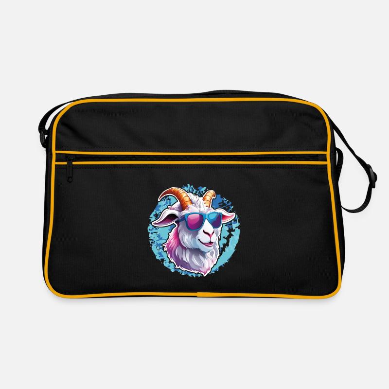 Cool bouc avec des lunettes de soleil sur une touche de couleur Sac Retro