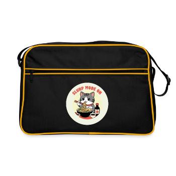 Chaton mangeant Ramen Mode Slurp - Sac Retro - noir/or - Devant