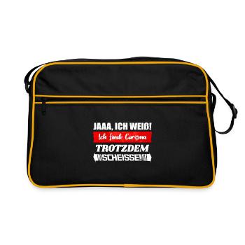 Ich finde Corona trotzdem Scheisse | Quarantäne - Retro Tasche - Schwarz/Gold - Vorne