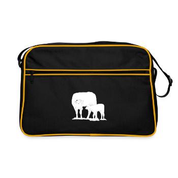 Cow with calf lineart - Retro Bag - black/gold - Front