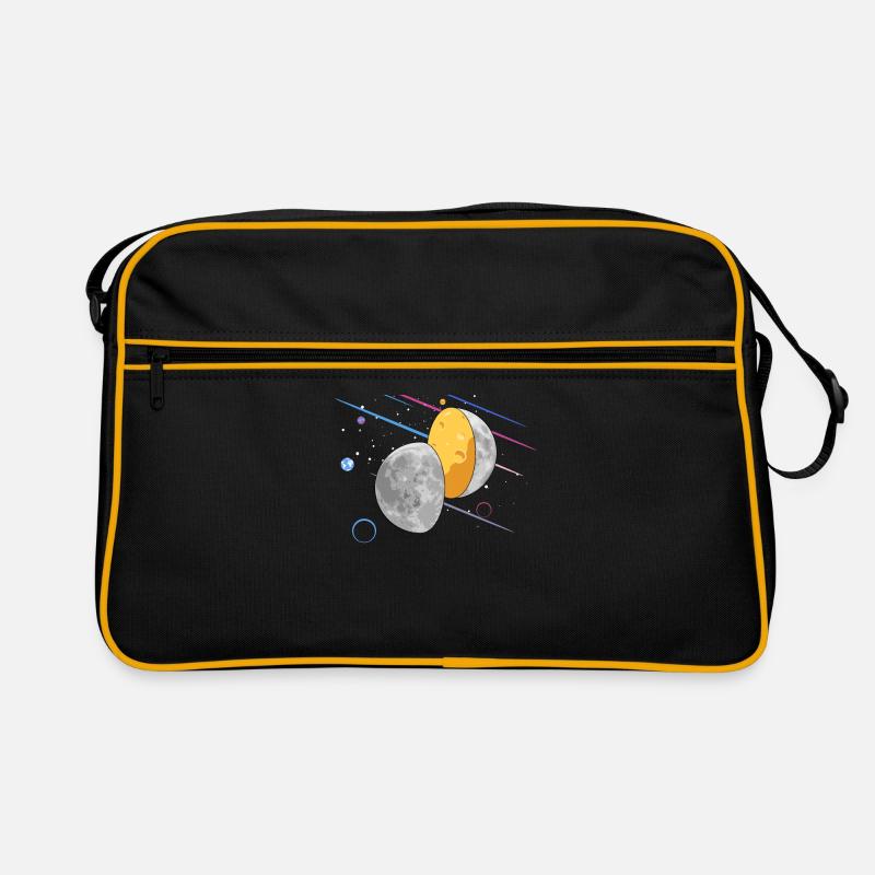 Jour de l'espace drôle de Cheese Moon - Sac Retro - noir/or