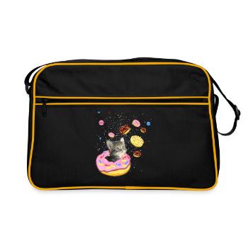 Chat mignon à l'intérieur de Donut dans l'espace - Sac Retro - noir/or - Devant